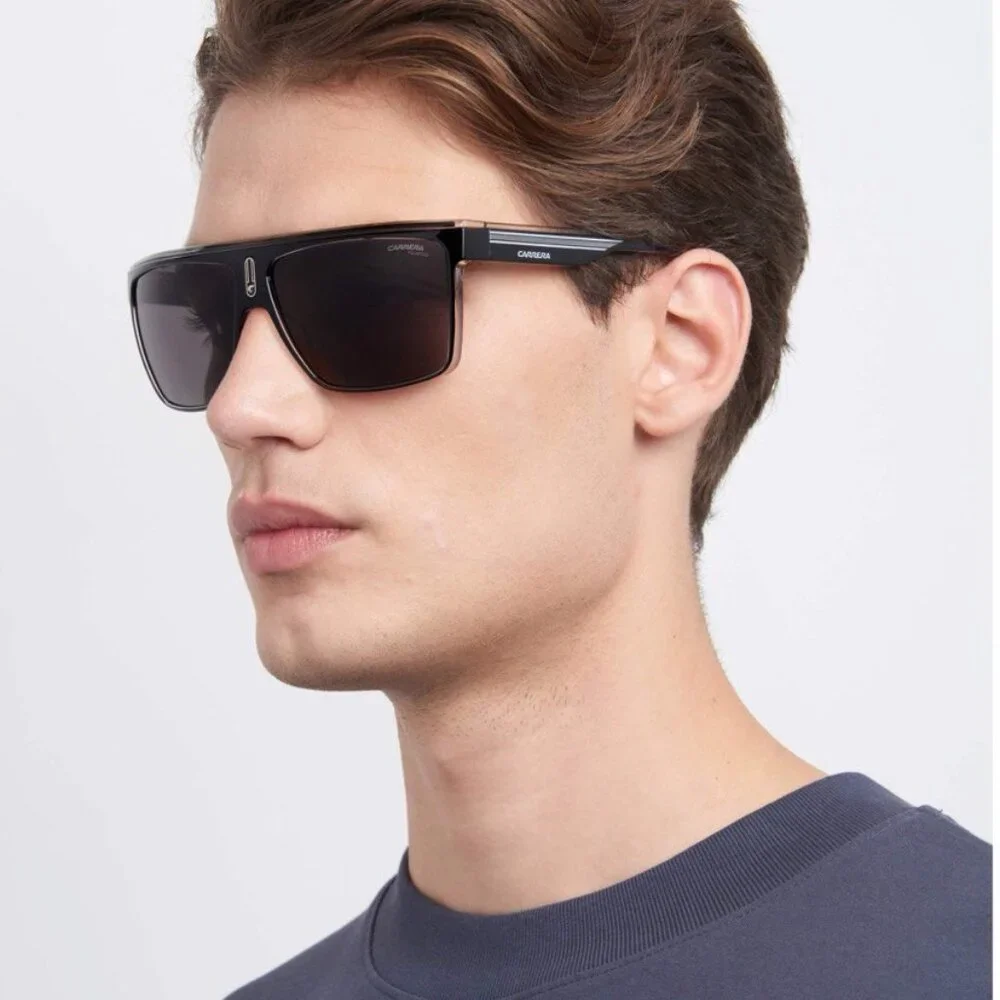 CARRERA 22/N 02M2 HA Sunglasses Black/Gold Shield Frame, Brown Gradient Lenses